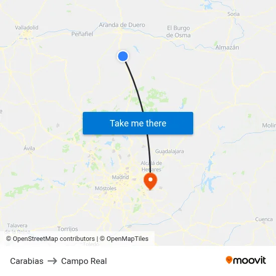 Carabias to Campo Real map