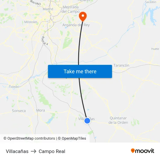 Villacañas to Campo Real map