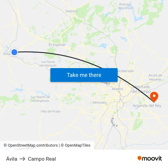 Ávila to Campo Real map