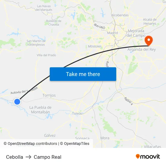 Cebolla to Campo Real map