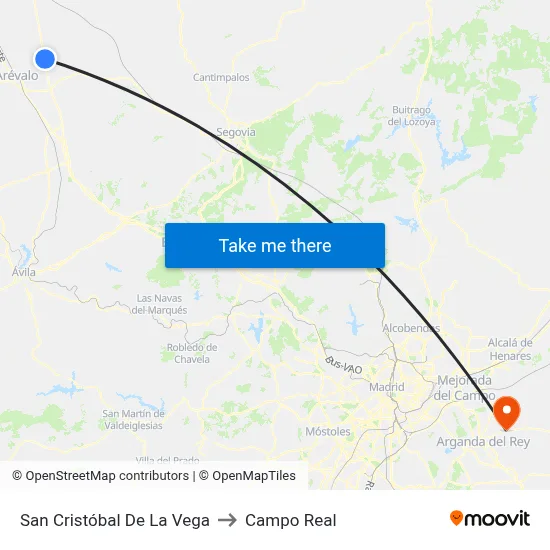 San Cristóbal De La Vega to Campo Real map