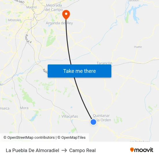 La Puebla De Almoradiel to Campo Real map