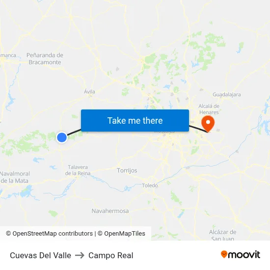 Cuevas Del Valle to Campo Real map