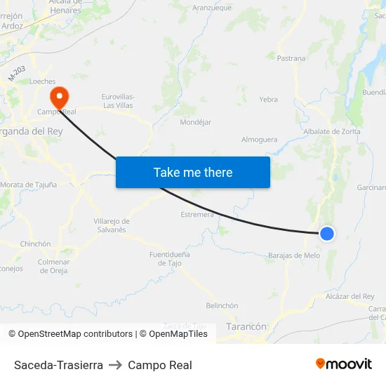 Saceda-Trasierra to Campo Real map