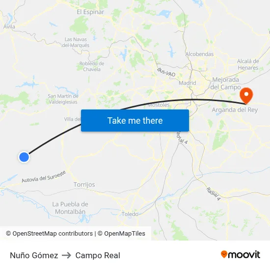 Nuño Gómez to Campo Real map