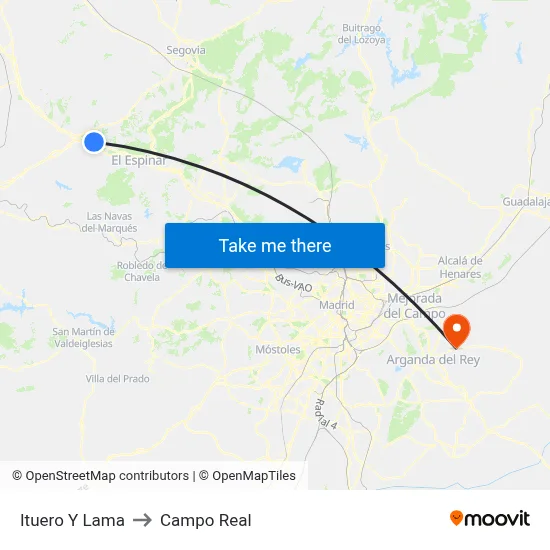 Ituero Y Lama to Campo Real map