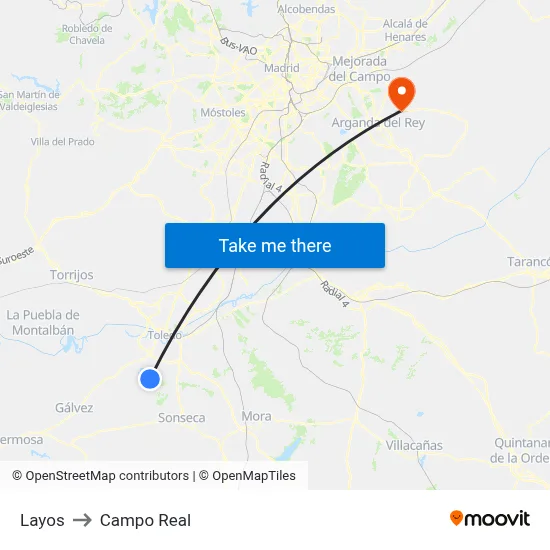 Layos to Campo Real map