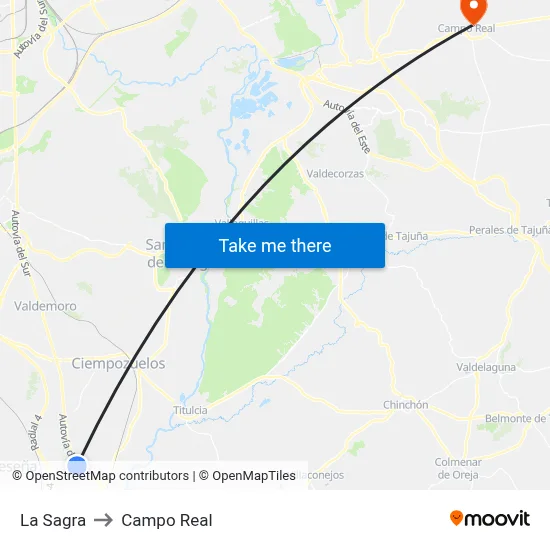La Sagra to Campo Real map