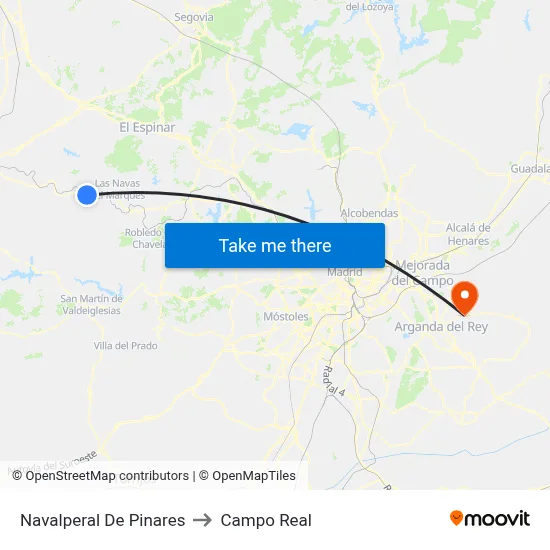 Navalperal De Pinares to Campo Real map