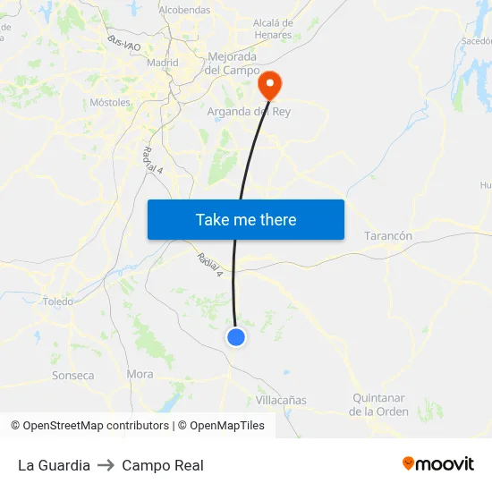 La Guardia to Campo Real map