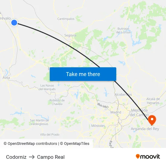 Codorniz to Campo Real map