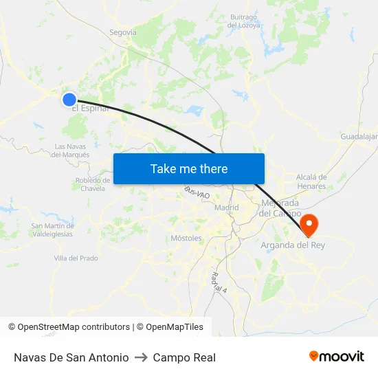 Navas De San Antonio to Campo Real map