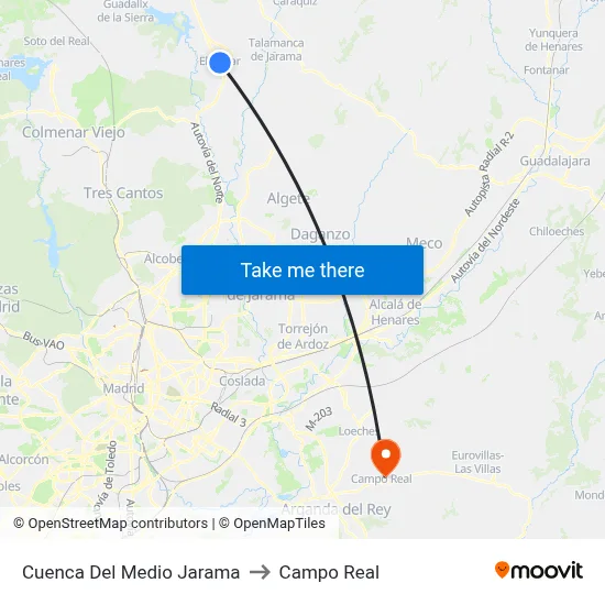 Cuenca Del Medio Jarama to Campo Real map