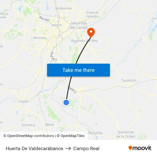 Huerta De Valdecarábanos to Campo Real map