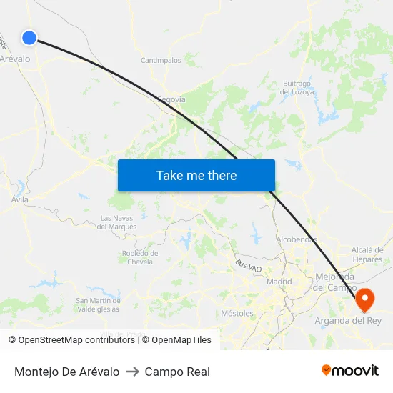 Montejo De Arévalo to Campo Real map