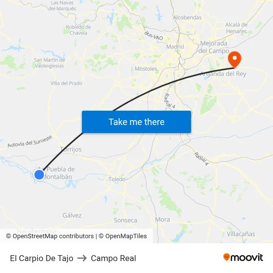 El Carpio De Tajo to Campo Real map