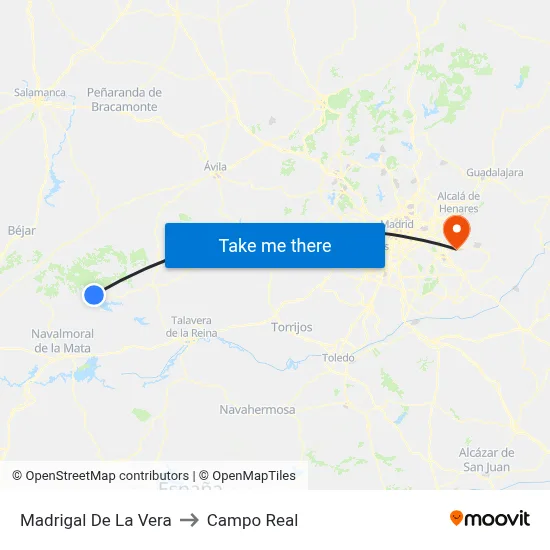 Madrigal De La Vera to Campo Real map