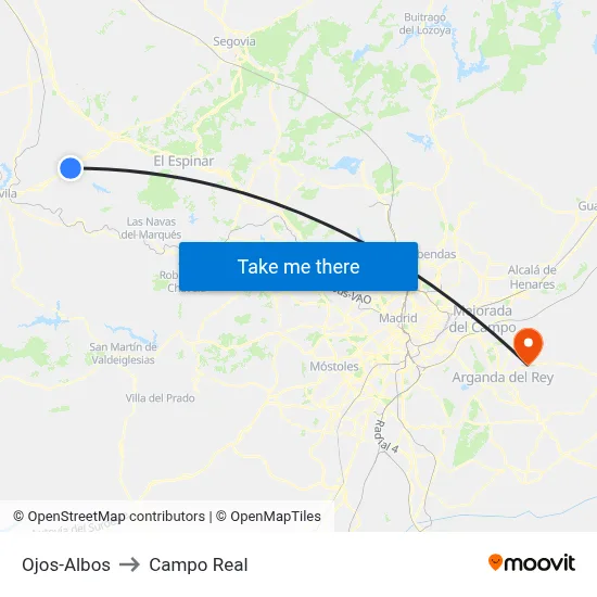 Ojos-Albos to Campo Real map