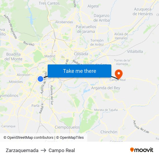 Zarzaquemada to Campo Real map