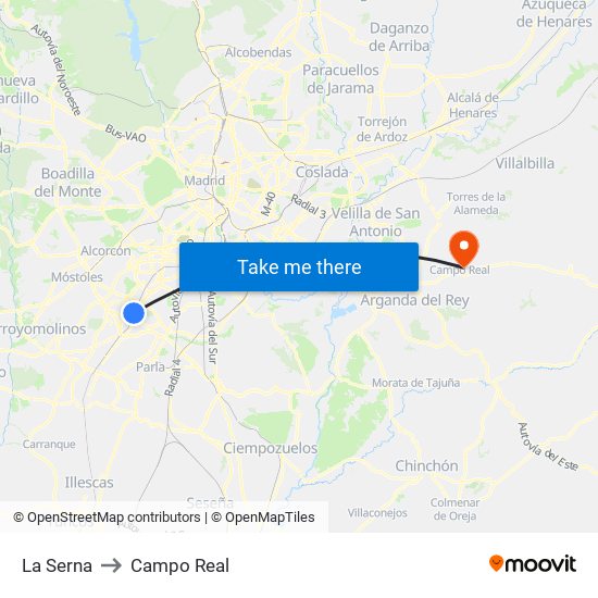 La Serna to Campo Real map