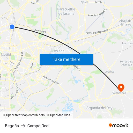 Begoña to Campo Real map