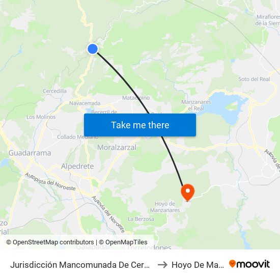 Jurisdicción Mancomunada De Cerdedilla Y Navacerrada to Hoyo De Manzanares map