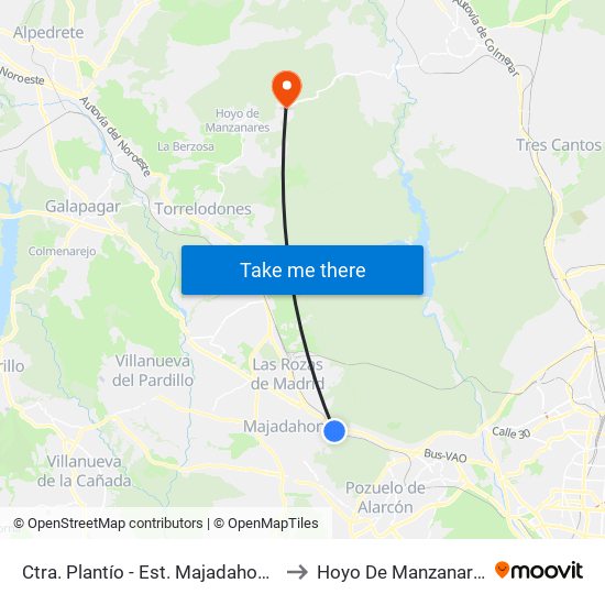 Ctra. Plantío - Est. Majadahonda to Hoyo De Manzanares map