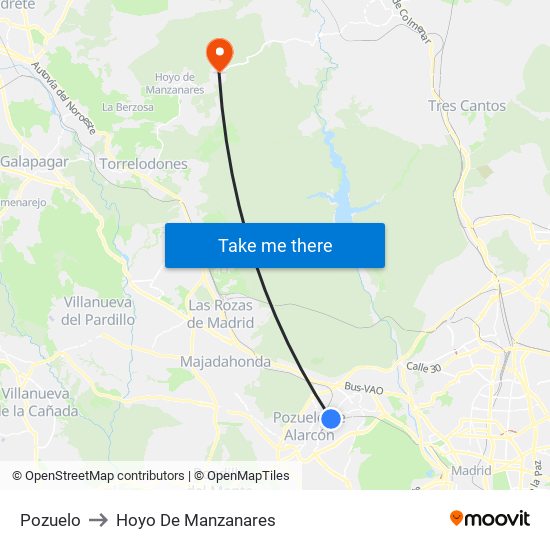 Pozuelo to Hoyo De Manzanares map