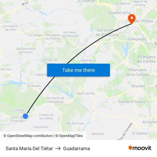 Santa María Del Tiétar to Guadarrama map