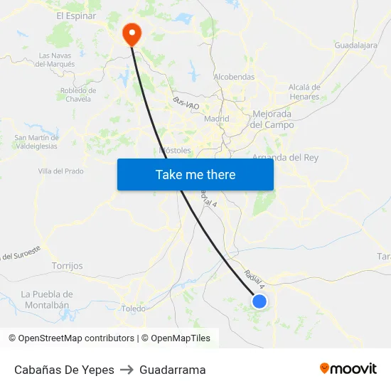 Cabañas De Yepes to Guadarrama map