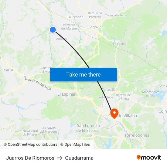 Juarros De Riomoros to Guadarrama map