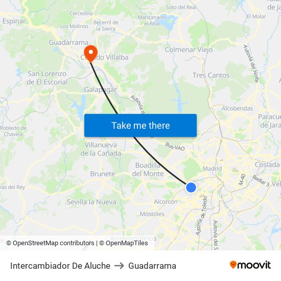 Intercambiador De Aluche to Guadarrama map