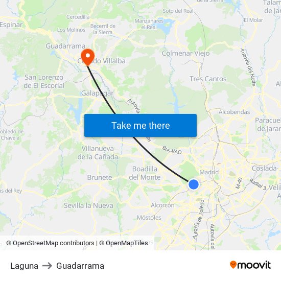 Laguna to Guadarrama map