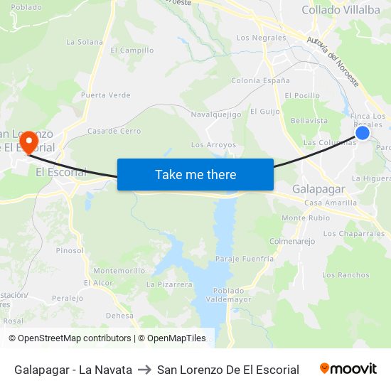 Galapagar - La Navata to San Lorenzo De El Escorial map