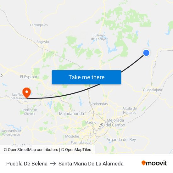 Puebla De Beleña to Santa María De La Alameda map