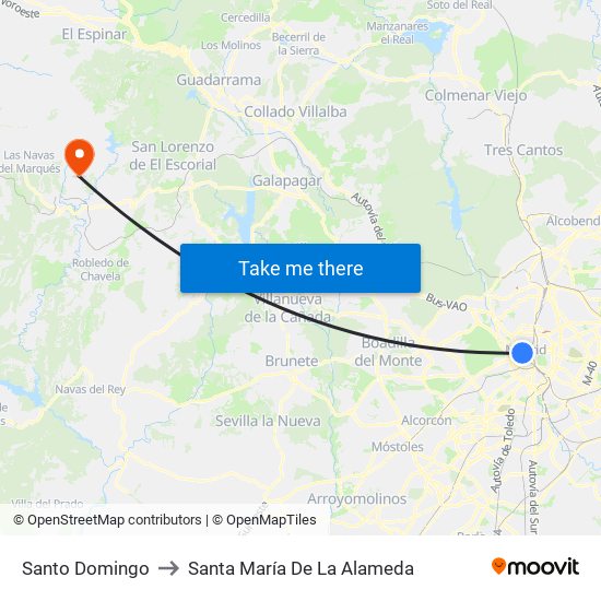 Santo Domingo to Santa María De La Alameda map