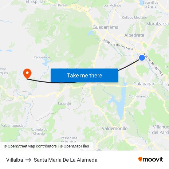 Villalba to Santa María De La Alameda map