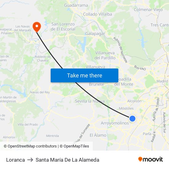 Loranca to Santa María De La Alameda map