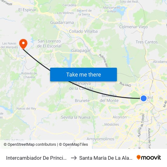 Intercambiador De Príncipe Pío to Santa María De La Alameda map
