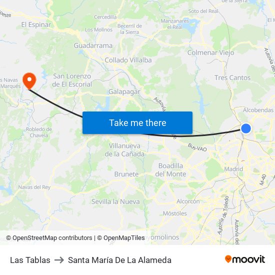 Las Tablas to Santa María De La Alameda map