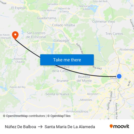 Núñez De Balboa to Santa María De La Alameda map