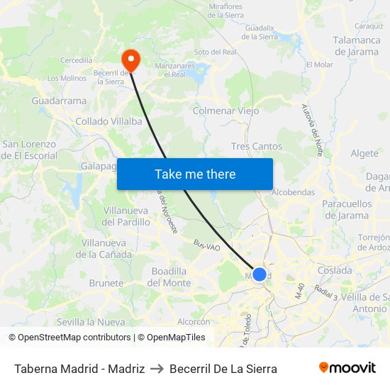 Taberna Madrid - Madriz to Becerril De La Sierra map