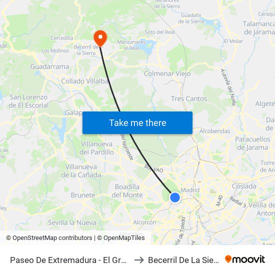 Paseo De Extremadura - El Greco to Becerril De La Sierra map