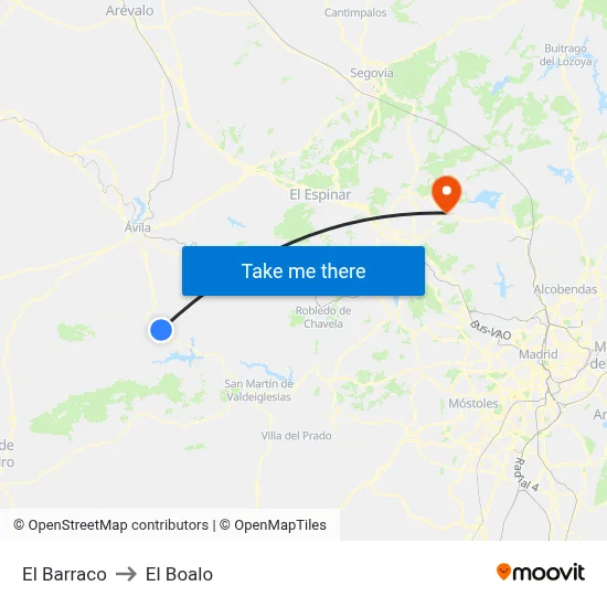El Barraco to El Boalo map