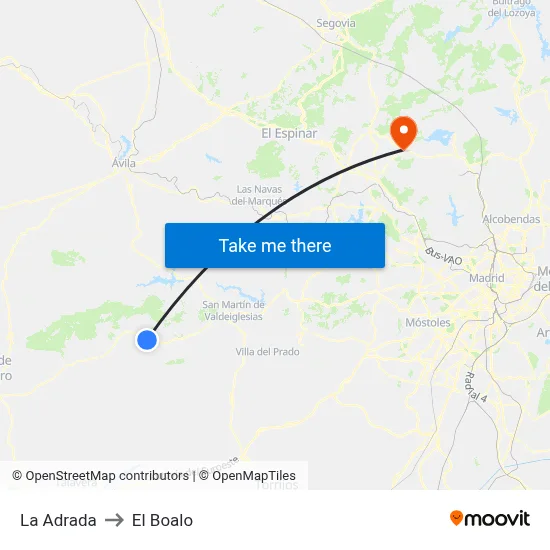 La Adrada to El Boalo map