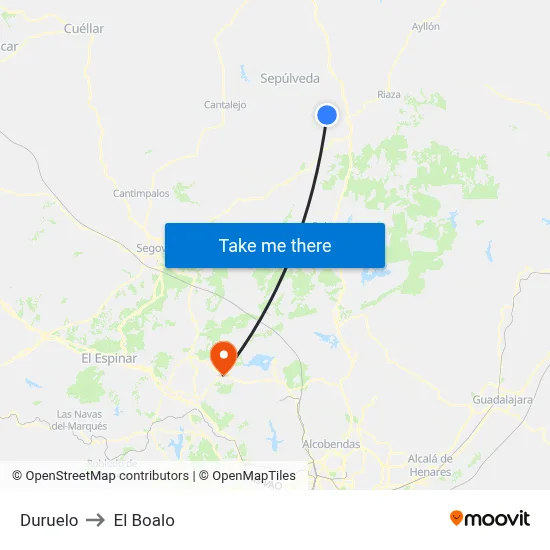 Duruelo to El Boalo map