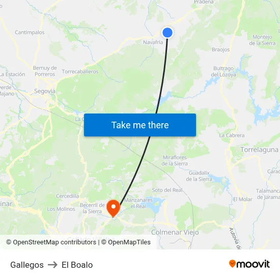 Gallegos to El Boalo map