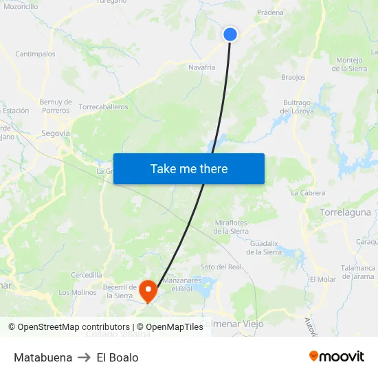 Matabuena to El Boalo map