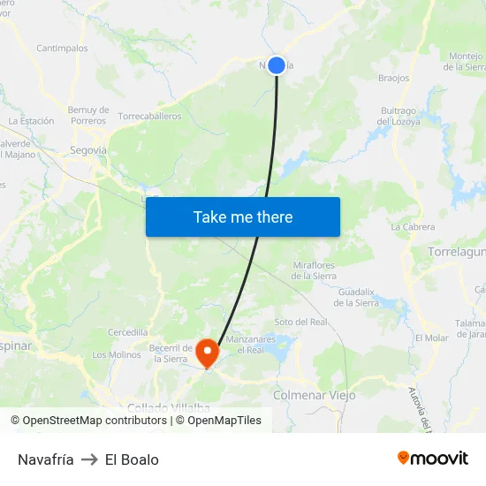 Navafría to El Boalo map