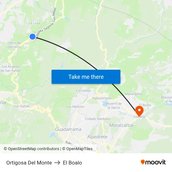 Ortigosa Del Monte to El Boalo map